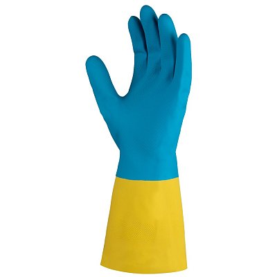 Перчатки химические неопреновые желто-голубые Jeta Safety JNE711 размер 8/M/1 пара/12 пар/144 пары/